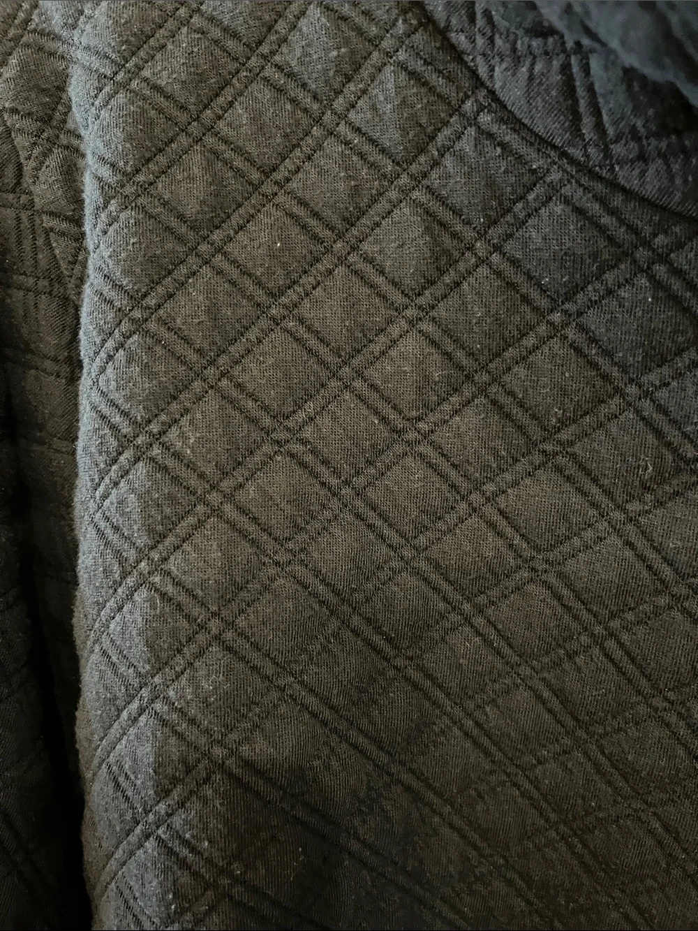 J. Crew Black Quilted Mock Neck Sweatshirt